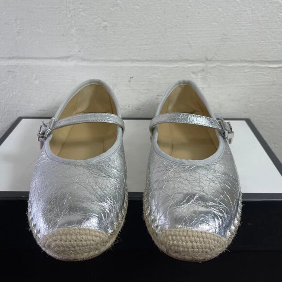 Michael Kors Lynn Metallic Leather Ballet Espadrille Flat Shoes Women's 8.5 M - Picture 1 of 10